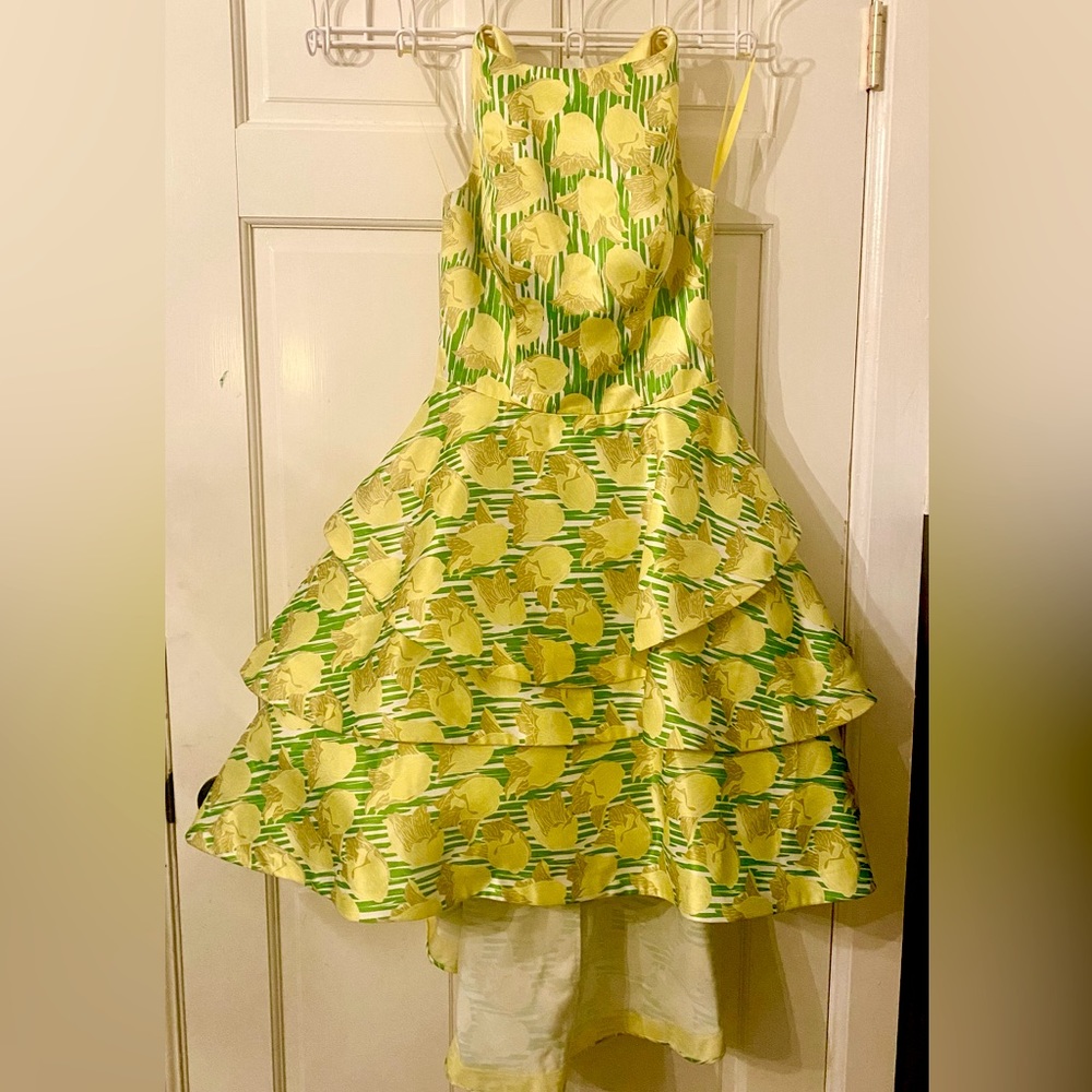 Floral yellow tulip vintage 50’s style dress high low tulle small